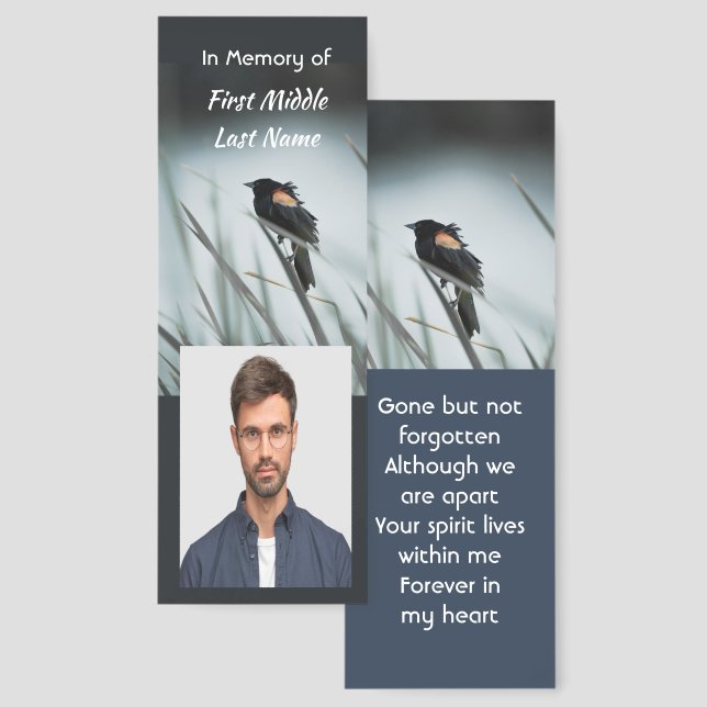 Memorial Keepsake  Red-wing Blackbird Bookmarks (Front & Back)