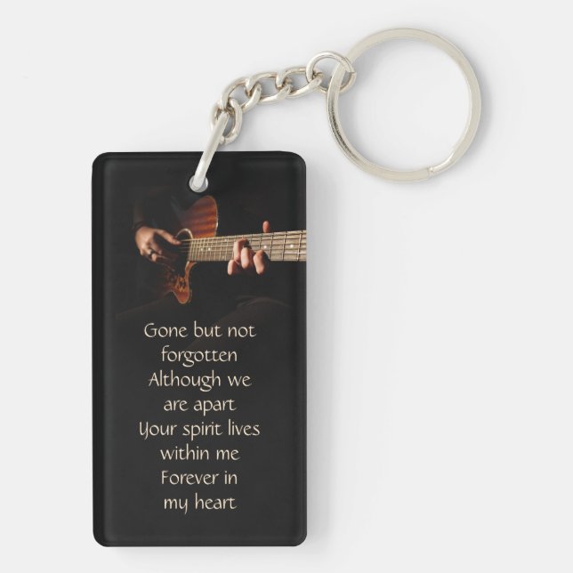 Memorial Keepsake Remembrance Music Guitar  Keychain (Back)