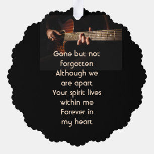 Memorial Keepsake Remembrance Music Guitar Ornament Card