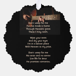 Memorial Keepsake Remembrance Music Guitar Ornament Card