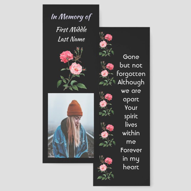 Memorial Keepsake Roses Garden Flowers Bookmarks (Front & Back)