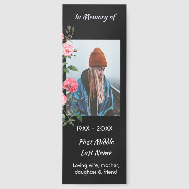 Memorial Keepsake  Roses Garden Flowers Bookmarks (Front)