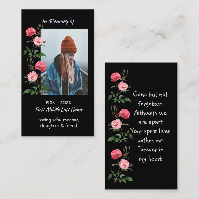 Memorial Keepsake  Roses Garden Flowers Business Card (Front/Back)