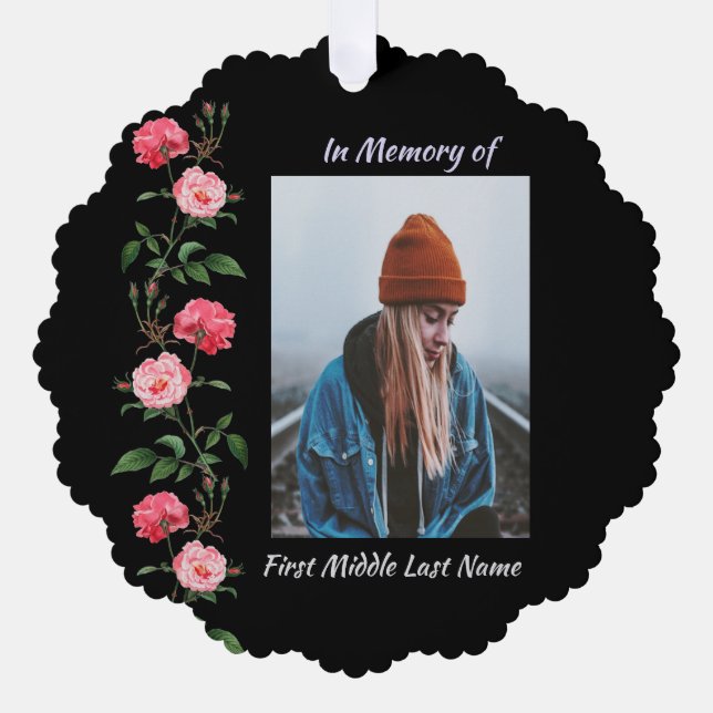 Memorial Keepsake  Roses Garden Flowers Ornament Card (Front)