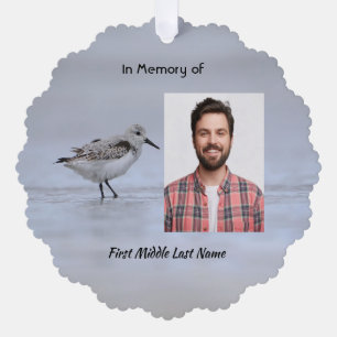 Memorial Keepsake Sandpiper Shore Bird Ornament Card