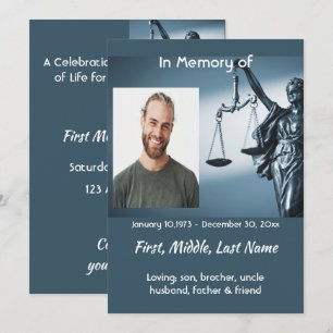  Memorial Keepsake Scales Justice Law Invitation