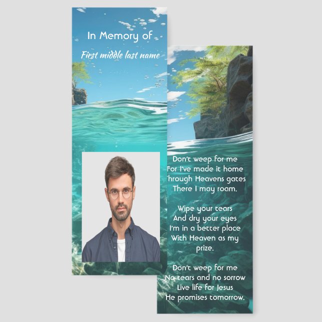 Memorial Keepsake Service Deep Sea Diving Diver Bookmarks (Front & Back)