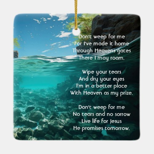 Memorial Keepsake Service Deep Sea Diving Diver