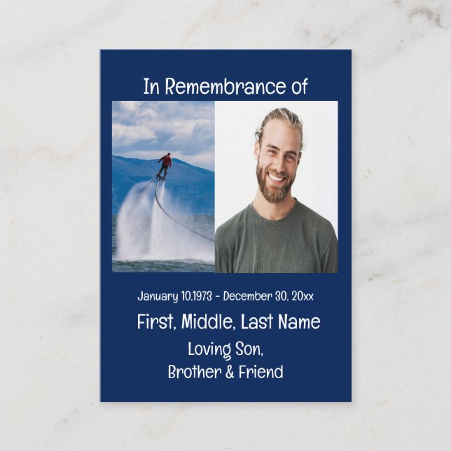 Memorial Keepsake Skateboarding Business Card (Front)