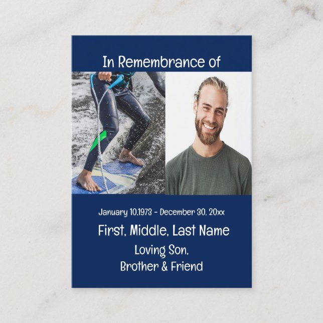 Memorial Keepsake Skateboarding Business Card (Front)