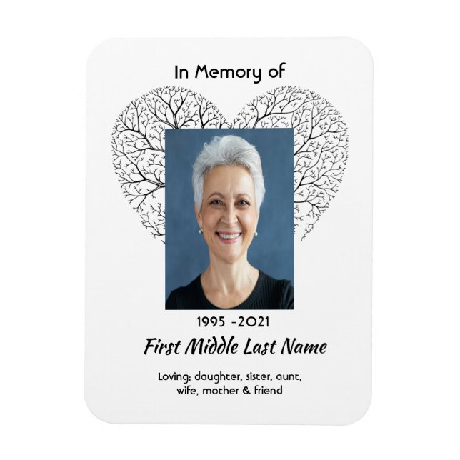 Memorial Keepsake Tree Life Heart Love Magnet (Vertical)