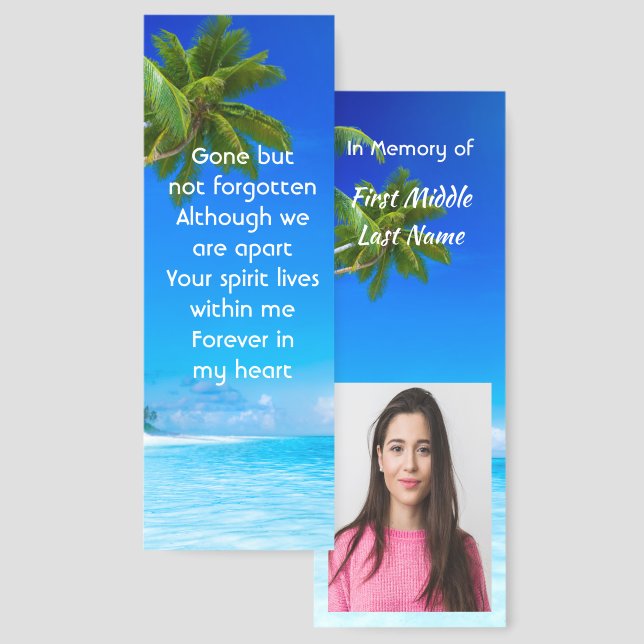 Memorial Keepsake Tropical Beach Exotic Bookmarks (Front & Back)