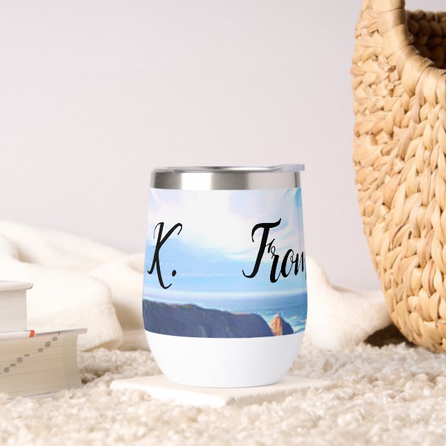Memorial Keepsake Two Side Photo Personalized Thermal Wine Tumbler (Living Room)