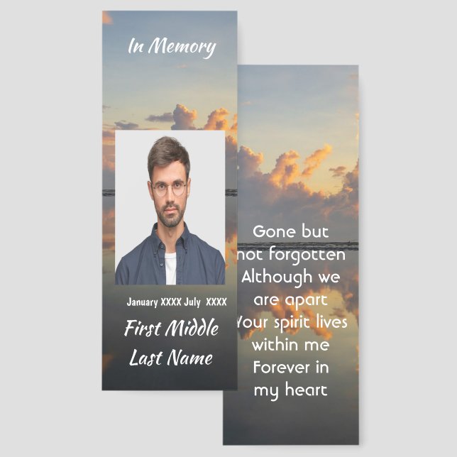 Memorial Keepsake Water Reflection Sky Cloud  Bookmarks (Front & Back)