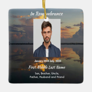 Memorial Keepsake Water Reflection Sky Cloud Ceramic Ornament