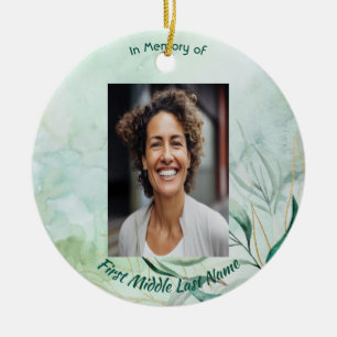Memorial Keepsake  Watercolor Foliage  Ceramic Ornament