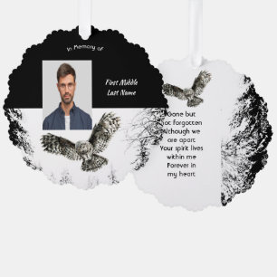 Memorial Keepsake Watercolor Owl Bird Ornament Card