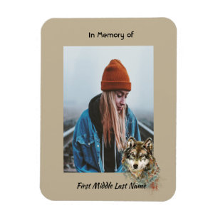 Memorial Keepsake Watercolor Wolf Animals Magnet