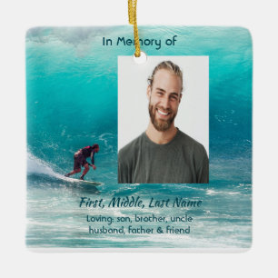 Memorial Keepsake Wave Surfer Water Ceramic Ornament