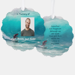 Memorial Keepsake  Wave Surfer Water Ornament Card