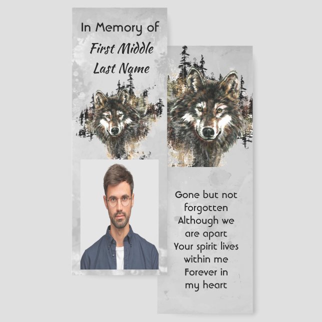 Memorial Keepsake Wolf Wolves Animal art Bookmarks (Front & Back)