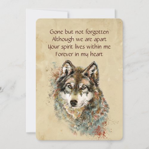 Memorial Keepsake Wolf Wolves Animal art Invitation