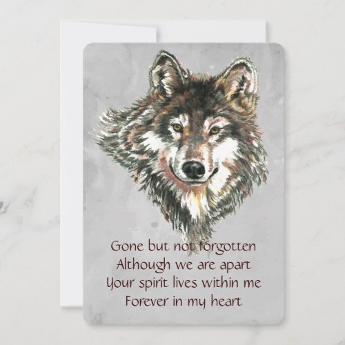 Memorial Keepsake Wolf Wolves Animal art Invitation