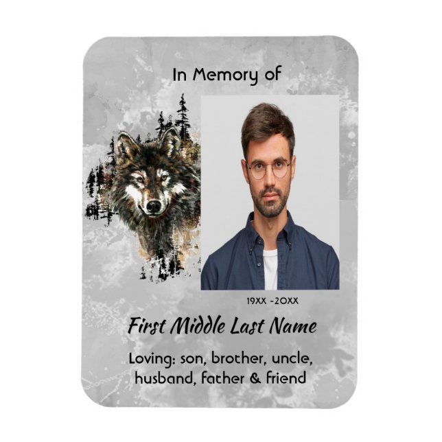 Memorial Keepsake Wolf Wolves Animal art Magnet (Vertical)