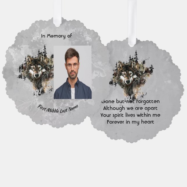  Memorial Keepsake Wolf Wolves Animal art Ornament Card (Front/Back)