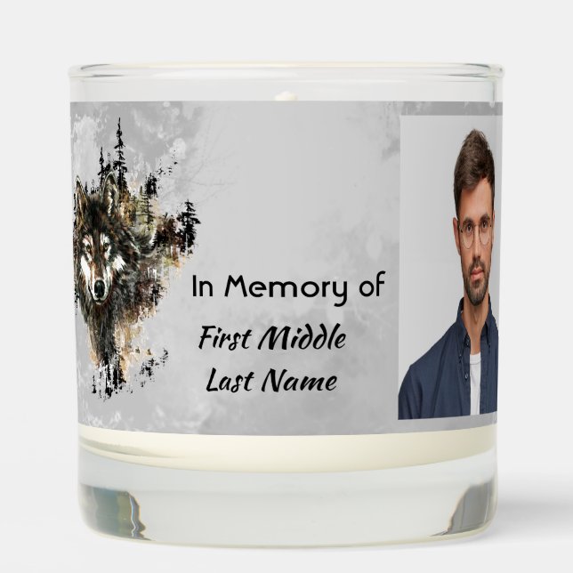 Memorial Keepsake Wolf Wolves Animal art  Scented Candle (Front)