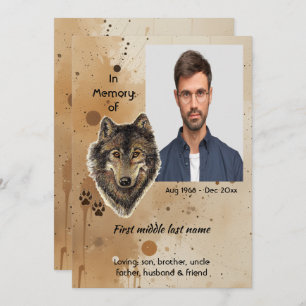 Memorial Keepsake Wolf Wolves Animal Invitation