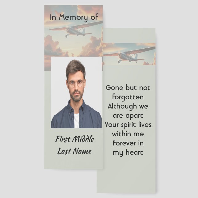  Memorial Keepsakes Pilot Airplane Sunset Bookmarks (Front & Back)