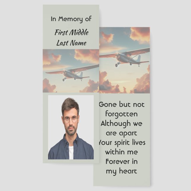 Memorial Keepsakes Pilot Airplane Sunset  Bookmarks (Front & Back)