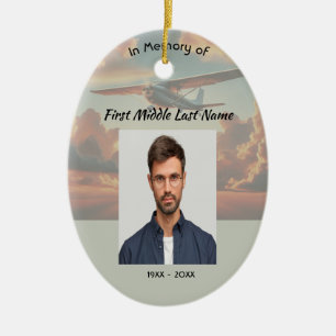 Memorial Keepsakes Pilot Airplane Sunset Ceramic Ornament