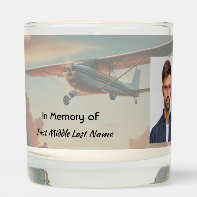Memorial Keepsakes Pilot Airplane Sunset Scented Candle (Front)