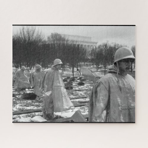 memorial korean war black  white jigsaw puzzle