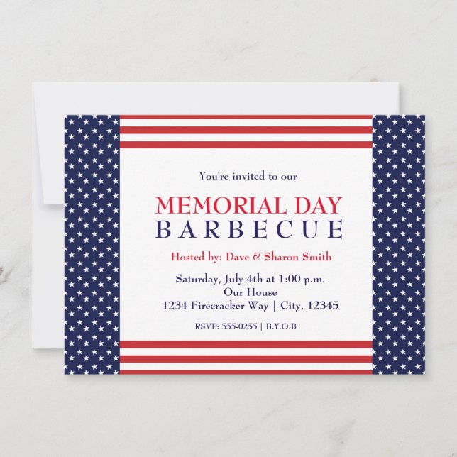 Memorial Labor Day Barbecue Party Event Invitation (Front)