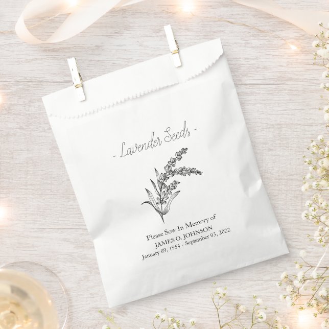 Memorial Lavender Seed Funeral  Favor Bag (Clipped)