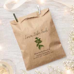 Memorial Lemon Balm Seed Funeral Favor Bag