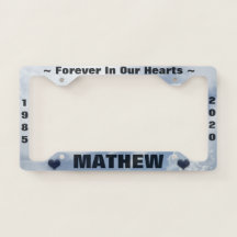Memorial License Plate with Clouds / Hearts
