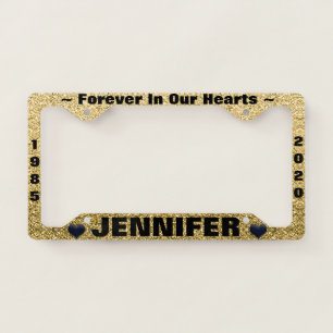 Memorial License Plate with Gold Glitter Look Frame