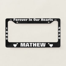 Memorial License Plate with Hearts