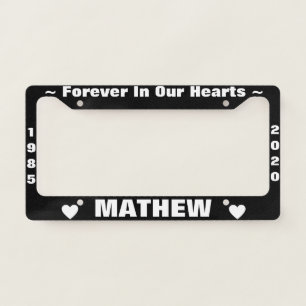 Memorial License Plate with Hearts Frame