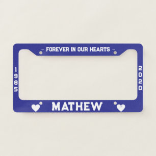 Memorial License Plate with Hearts Frame
