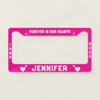 Memorial License Plate with Hearts License Plate Frame
