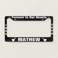 Memorial License Plate with Hearts License Plate Frame
