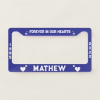 Memorial License Plate with Hearts License Plate Frame