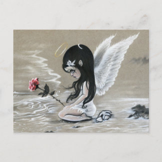 Memorial little angel ocean tears rose postcard