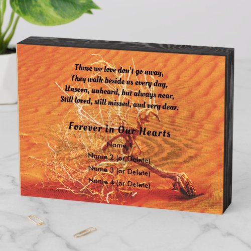 Memorial Lone Tree in Desert Sunset Those We Love Wooden Box Sign