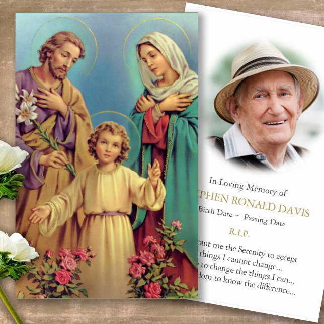 Memorial Loss Holy Family Prayer Sympathy Cards (catholic, religious, celebration of life, in loving memory of, prayer cards for bereavement)